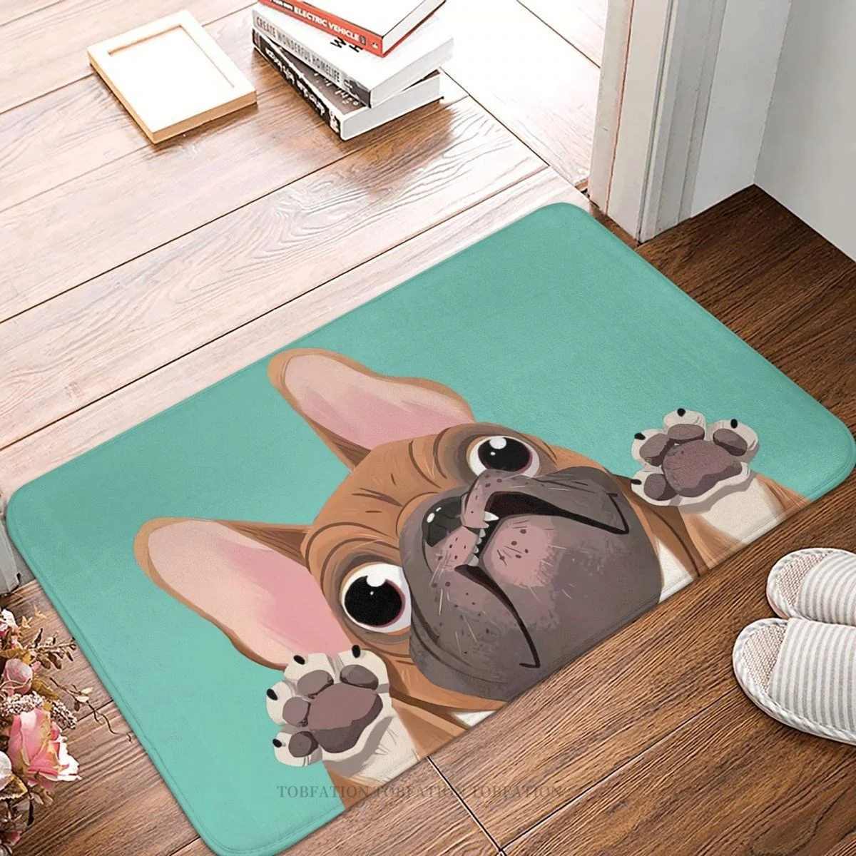 

Противоскользящий Придверный коврик, кухонный коврик, французский бульдог, прикольное лицо, декоративный коврик для входной двери, спальни