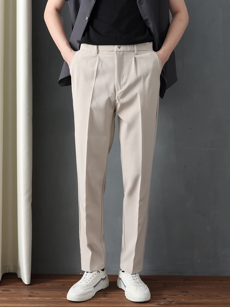 Высококачественные повседневные костюмные брюки мужские корейские модные