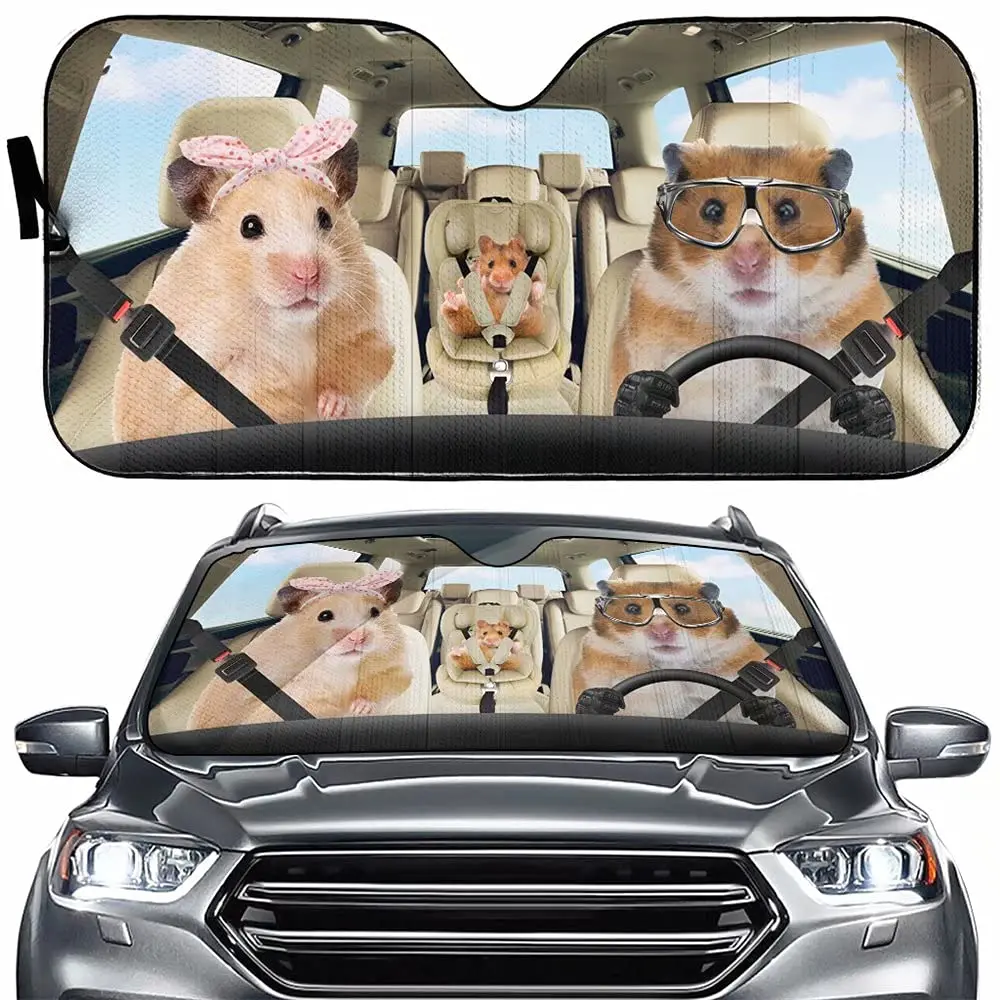 

Family Rat Driver Car Sun Shade for Front Windshield,Funny Animal Rat Curtain Sun Visor for Car Keep Your Vehicle Cool,UV Sun an
