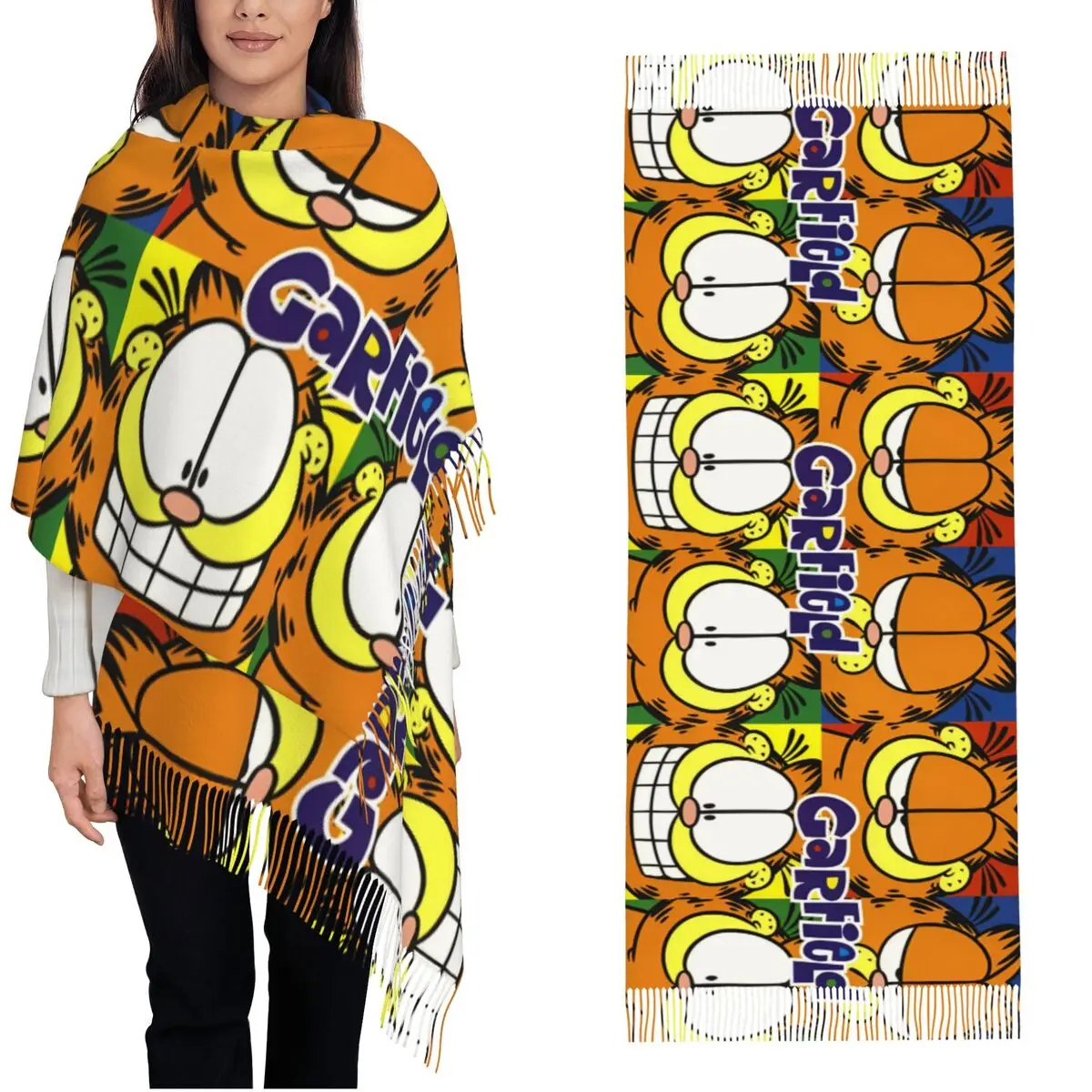 Женский шарф G-Garfielded с различными выражениями теплая зимняя шаль из пашмины и