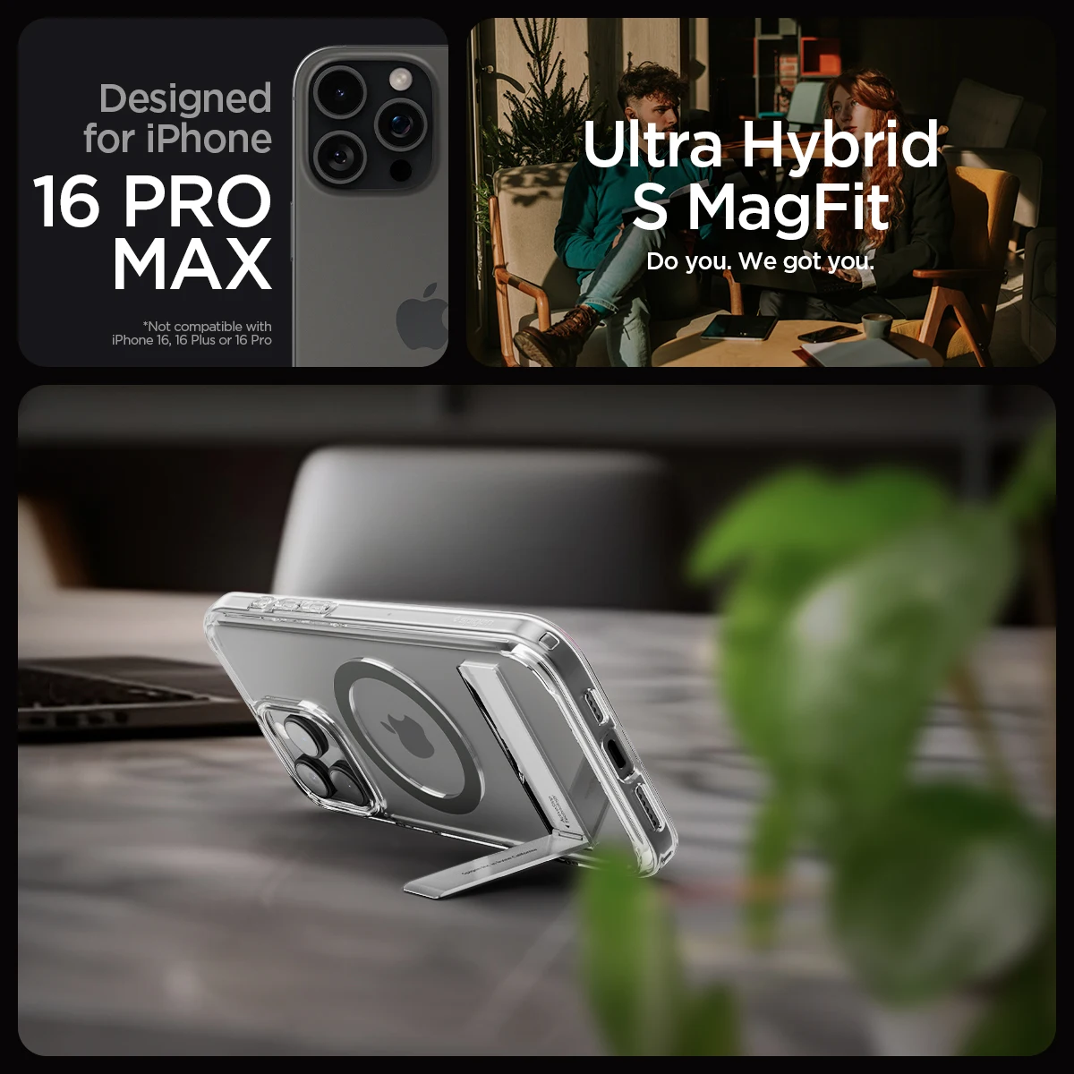 Spigen Ультра Гибридный S MagFit чехол для iPhone 16 Pro Max / Magsafe с подставкой