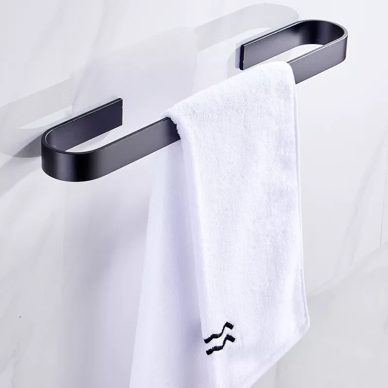 

Towel Holder Towels Rack Hanger Black Silver Space Aluminum Wall Hanging Towel Bar Organizer Kitchen Storage Shelf