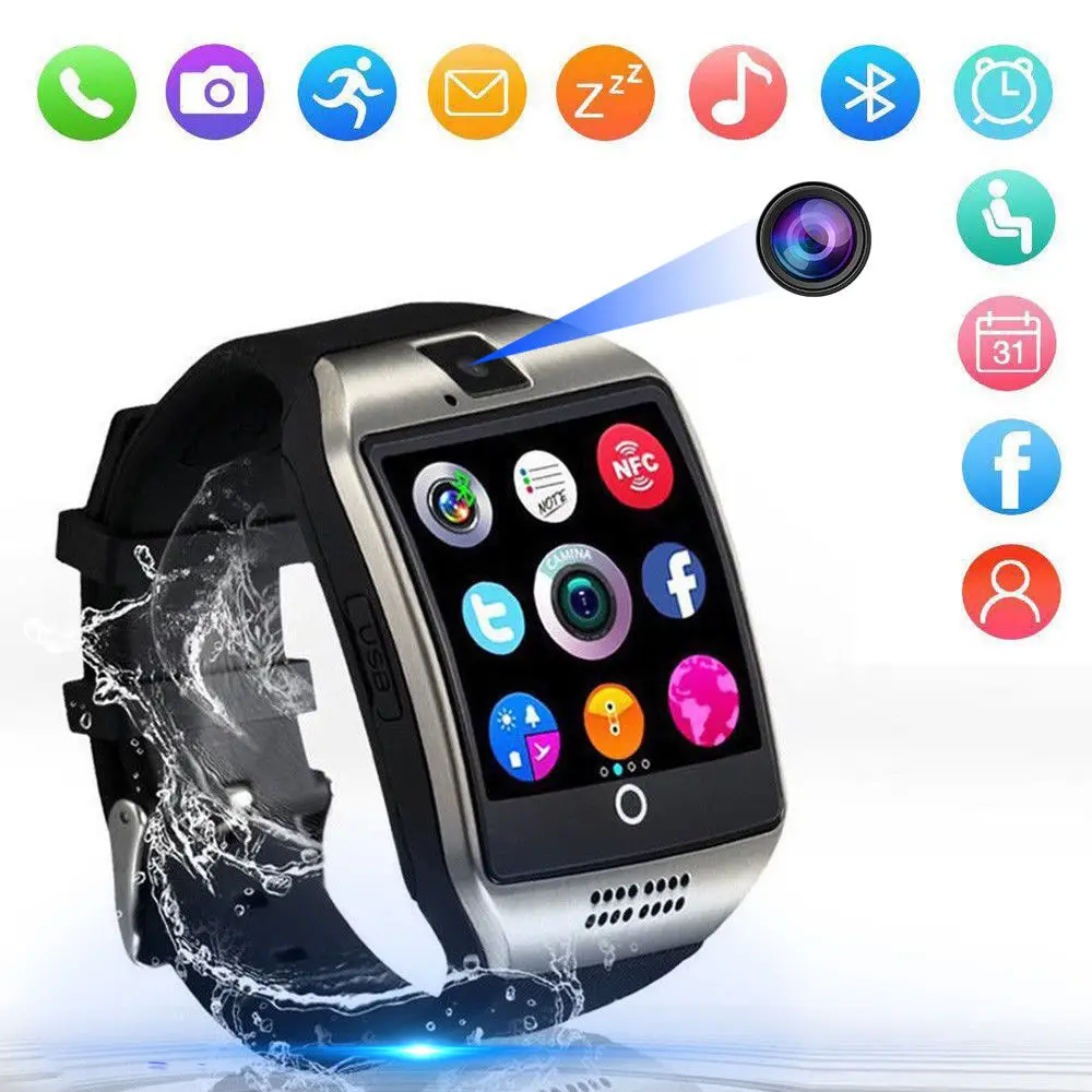 Смарт-часы Q18 Bluetooth Сенсорный экран Поддержка камеры музыка Sim-карта звонки спорт
