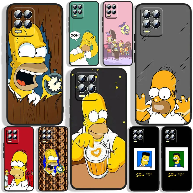 

The Simpsons Animation Phone Case For OPPO Realme C2 C3 C11 C20 C21 C21Y Q3S Q5i X2 X3 Neo2 GT2 GT Neo3 Black Funda Cover Soft