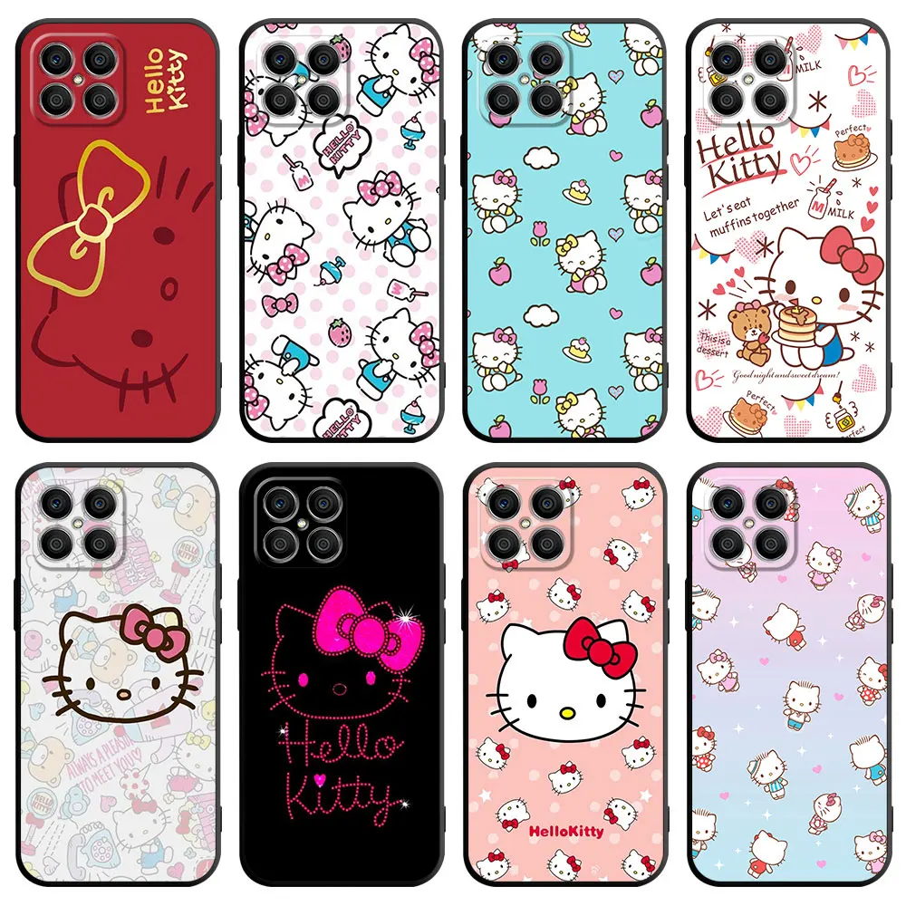 

Funny Hello Kitty Case For Huawei Honor X8 8X X7 50 70 Lite P30 Pro P40 X9a X8a 90 Magic 5 Silicone Phone Cover TPU Fundas Shell