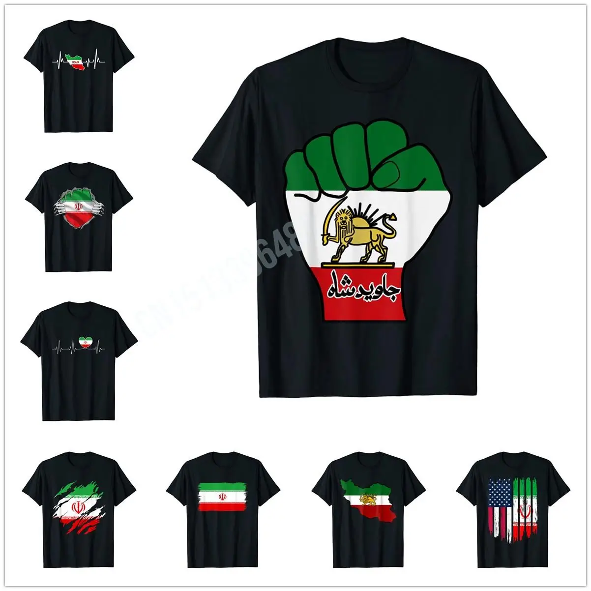 

More Design Iran Flag With A Lion And Long Live The King T-Shirt Map For Men Women T Shirt Tops Cotton Tees