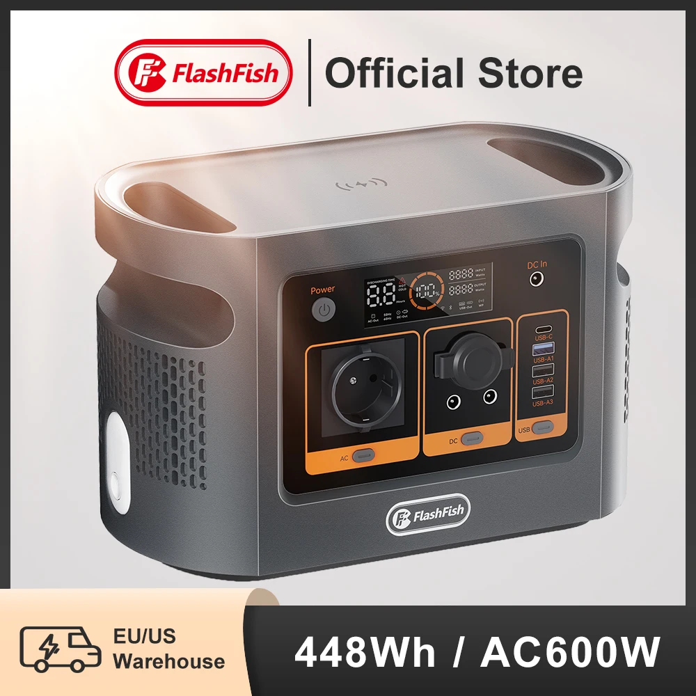 Портативная электростанция FF Flashfish qe5000 Lifepo4, 600 Вт/ч, 1200 Вт (пик 140000 Вт), 3,2 мАч/В, солнечный генератор, чистый синусоидальный сигнал