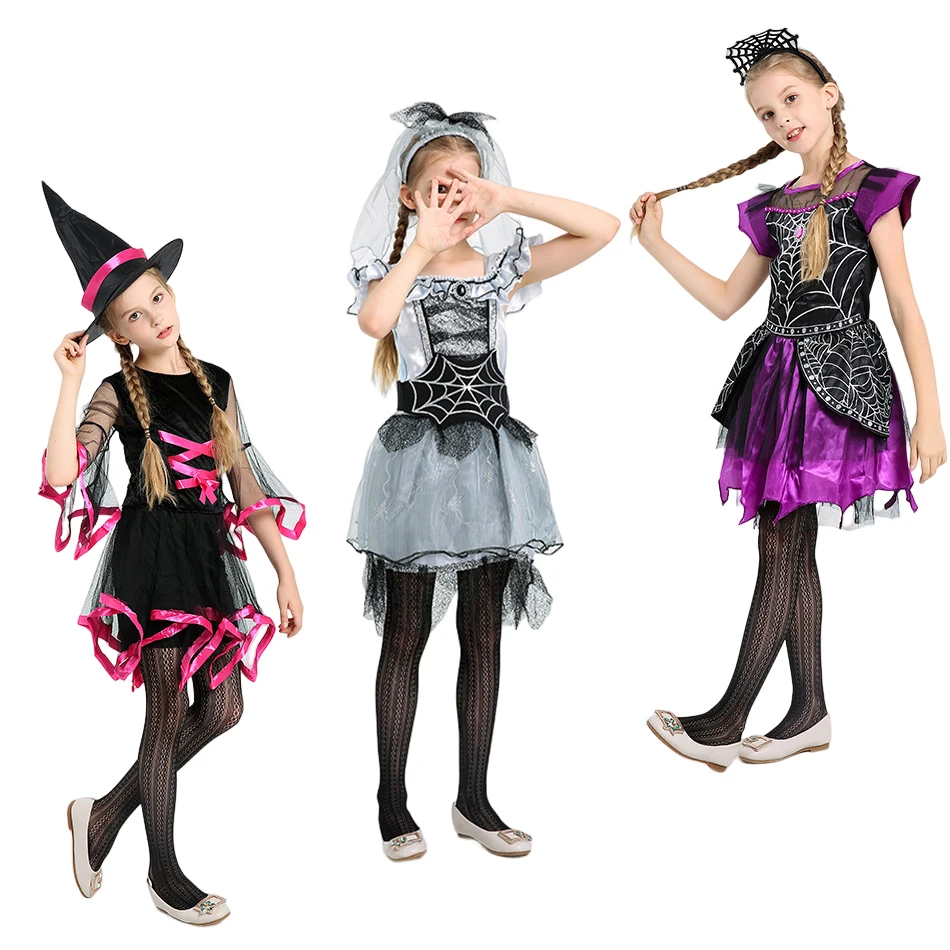 

2023 Halloween Cosplay Costume children Vampire Couple Uniform Witch Horror Ghost Dead Zombie Corpse Bride Sisters Dress