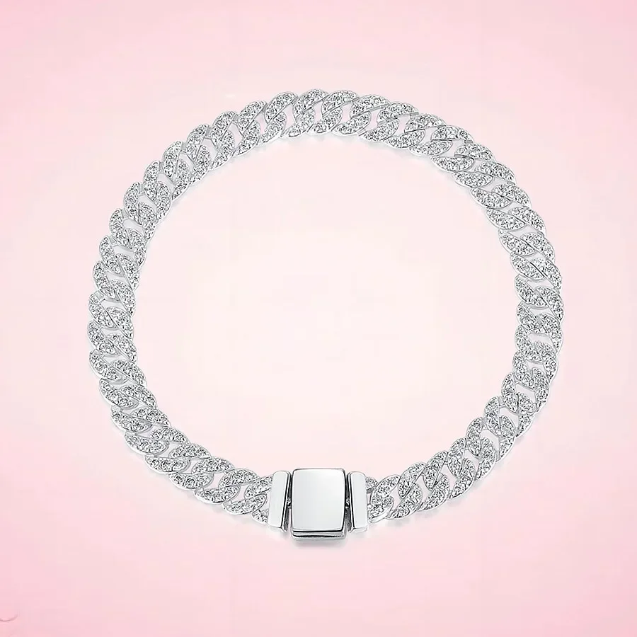 2024 новая кубинская цепочка блестящая плотно инкрустированная CZ вечная браслет