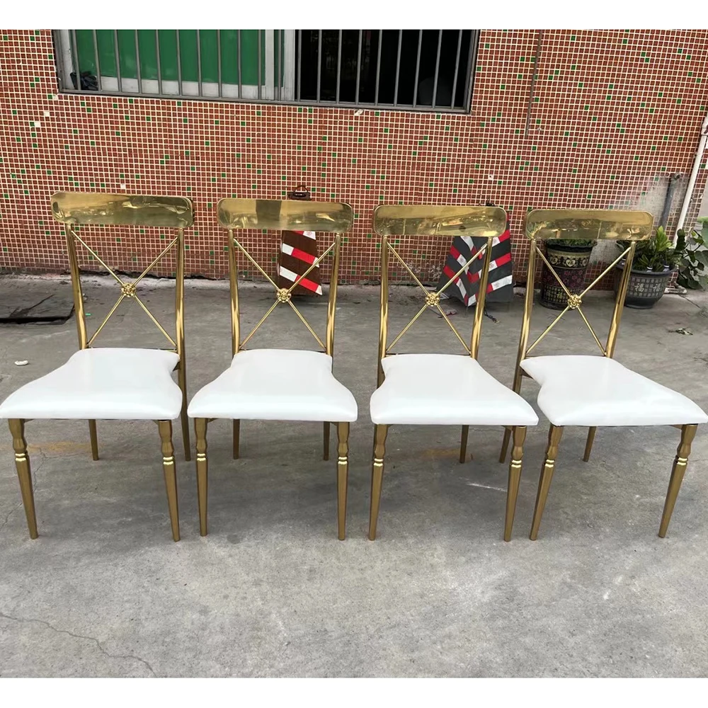Недорогой высококачественный стул Chiavari из золотистой стали для банкетов и