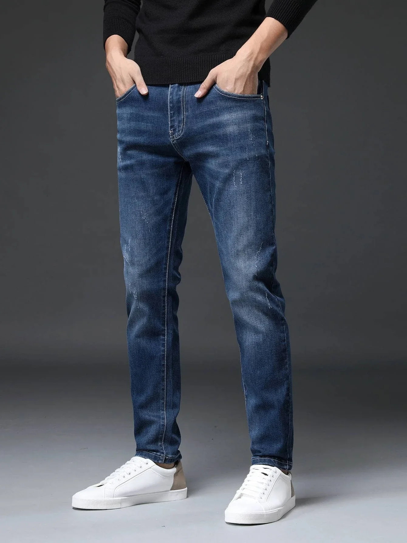 

Men Cat Whisker Straight Leg Jeans