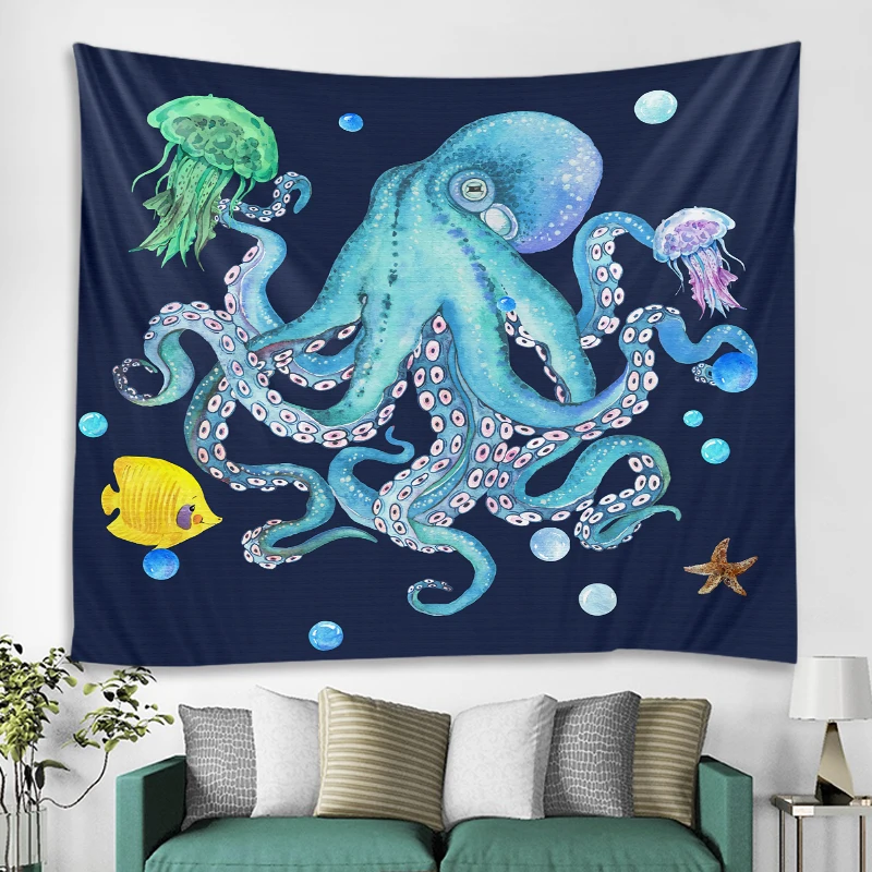 

Подводное Животное Искусство Осьминог рисунок Осьминог гобелен хиппи настенный гобелен для гостиной спальни украшение
