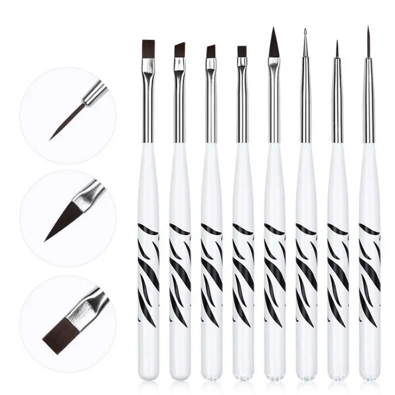 

8pcs Painting Line Pen Zebra Pattern Nail Brush DIY Color Carving Point Drilling Drawing Brush Nail Art Manicure Accessories