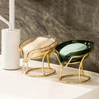 leaf shape soap dish holder luxury bathroom toilet household drain free perforated soap rack soap dish tray container holder