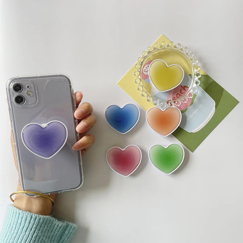 

Glossy Temporary Color Heart-Shaped Foldable Grip Tok Elastic Phone Holder Support Griptok Ring Talk Socket Holder