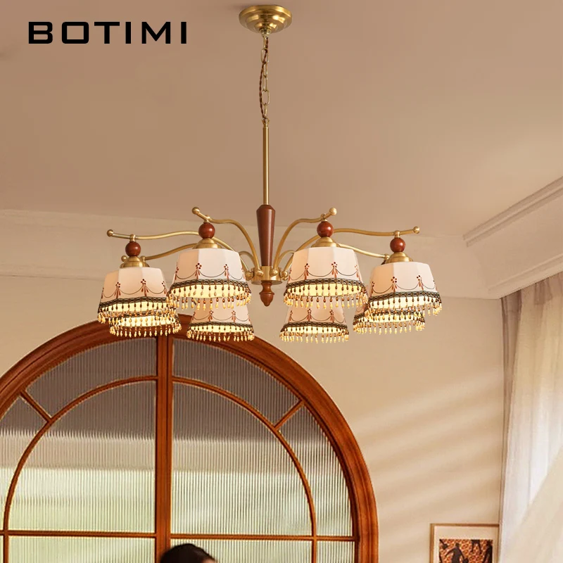 BOTIMI французская медная люстра с керамическими абажурами для жизни в стиле ретро