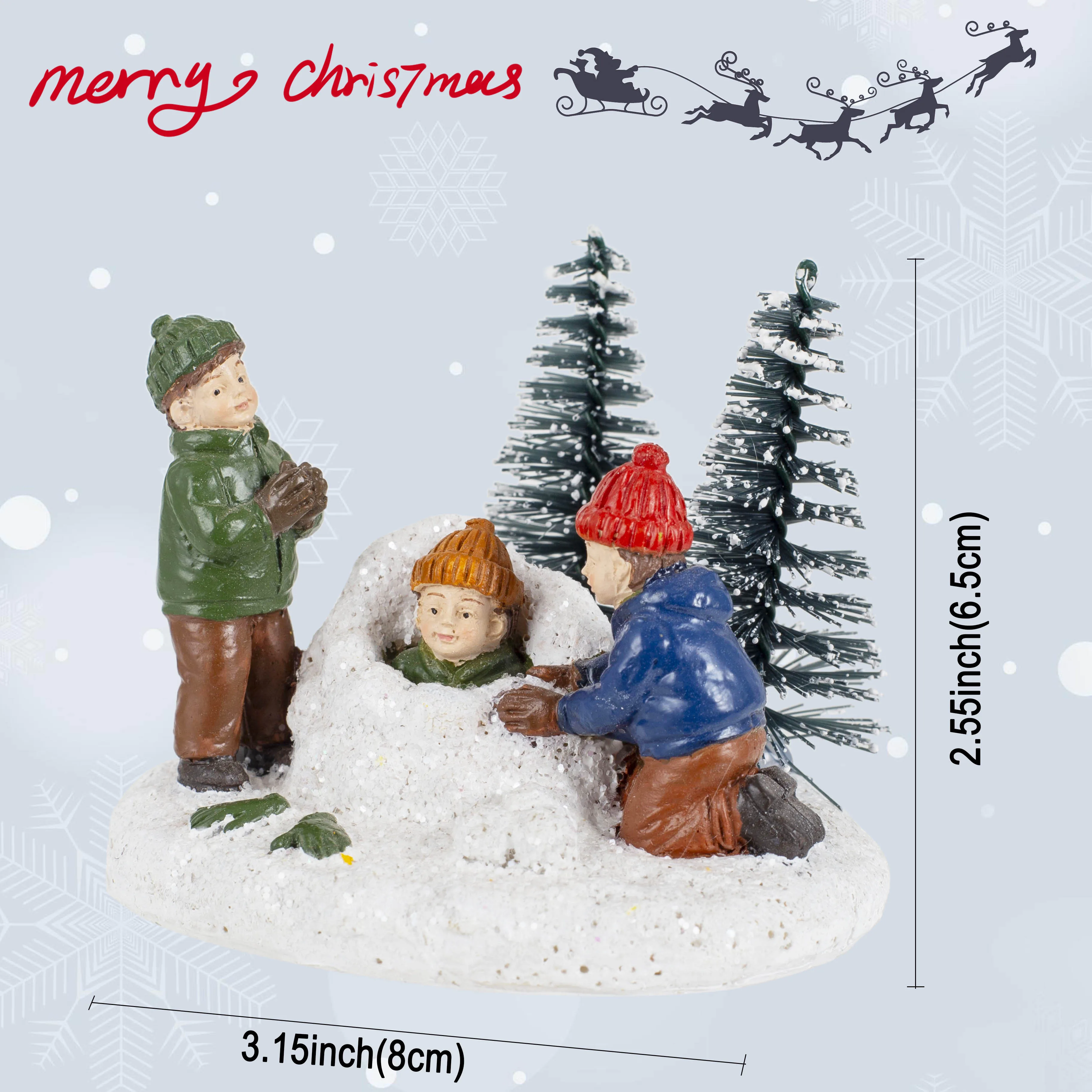 

Набор фигурок для рождественской деревни Kids Playing Figurine