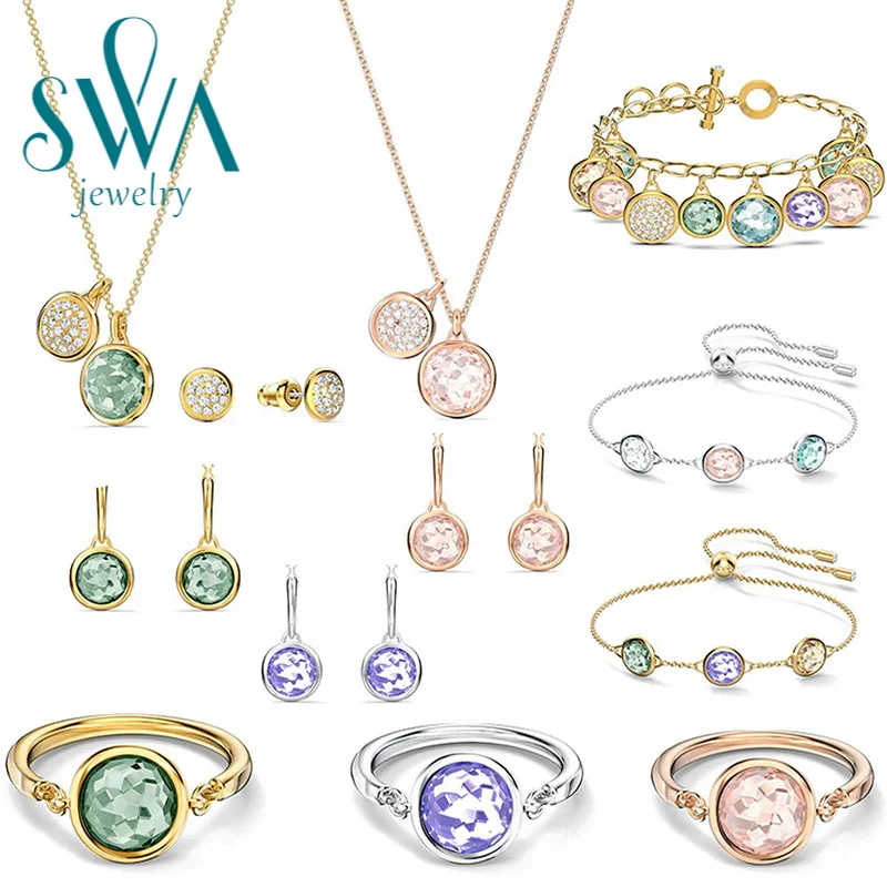 

Модные женские ювелирные изделия SWA, изысканные яркие цвета, бижутерия Талия, аксессуары, серьги, браслет, ожерелье, набор ювелирных изделий ...