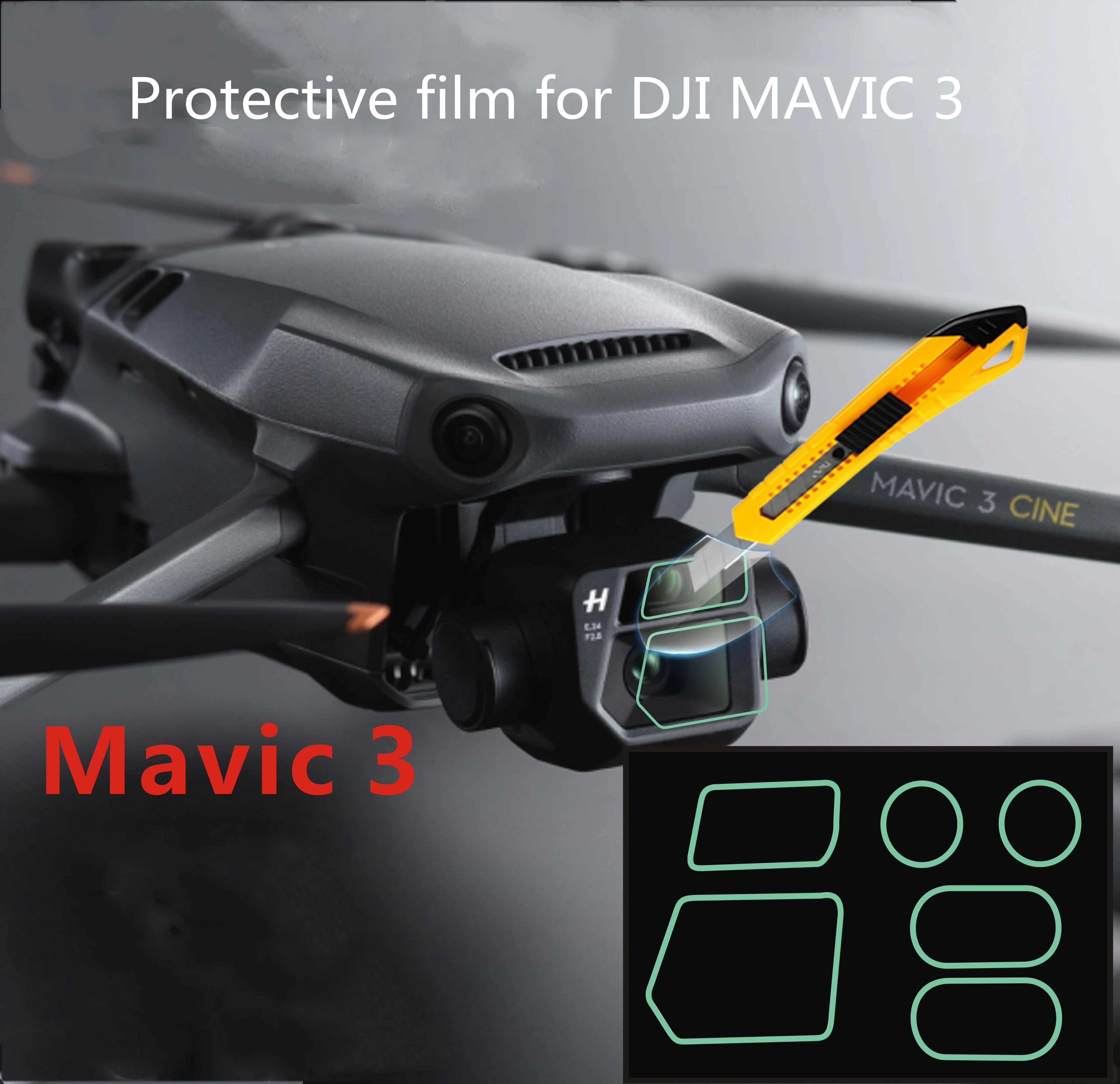 

For DJI MAVIC 3 lens protective film, Yu 3 HD PET film, protection against scratches
