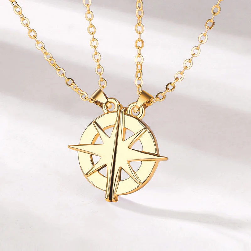 

2pcs/Set Hexagram Couple Magnetic Necklace with Gold/Silver Color Magnetic Attract Couple Necklace for Valentine's Day Gift