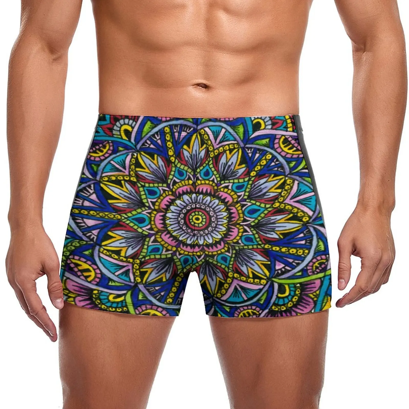 

Summer Mandala Swimming Trunks Retro Floal Print Custom Pool Swim Boxers Push Up Durable Man Swimwear