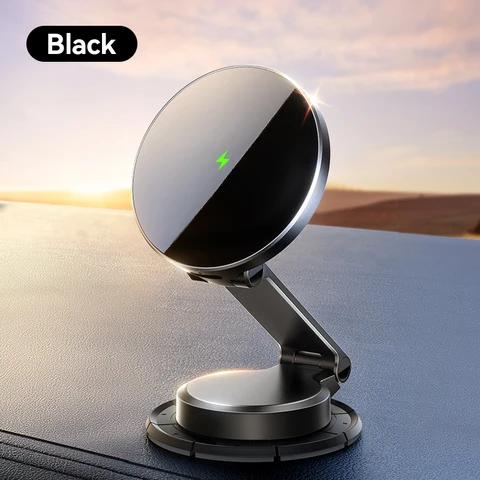 Joyroom Magnetic Car Mount N55 ímã forte 15W Carregamento sem fio 360 ° Rotação Phone dobrável suporte de carro Fast Car Charger JR-ZS408