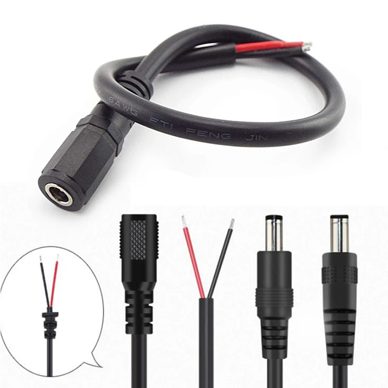 Фото Кабель-разъем питания постоянного тока 30 см, 16awg, 2,1x5,5 мм, медный провод, ток 10 А, для светодиодных лент, камер видеонаблюдения, A3 №2