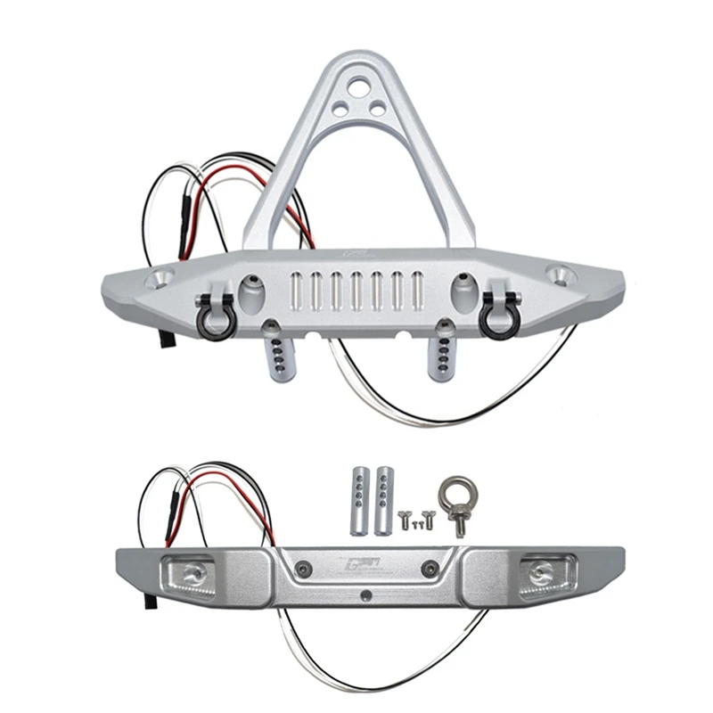 

Metal Front & Rear Bumper With Tow Hook LED Lights For Axial SCX6 AXI05000 JEEP JLU 1/6 RC Crawler Car Upgrades Parts