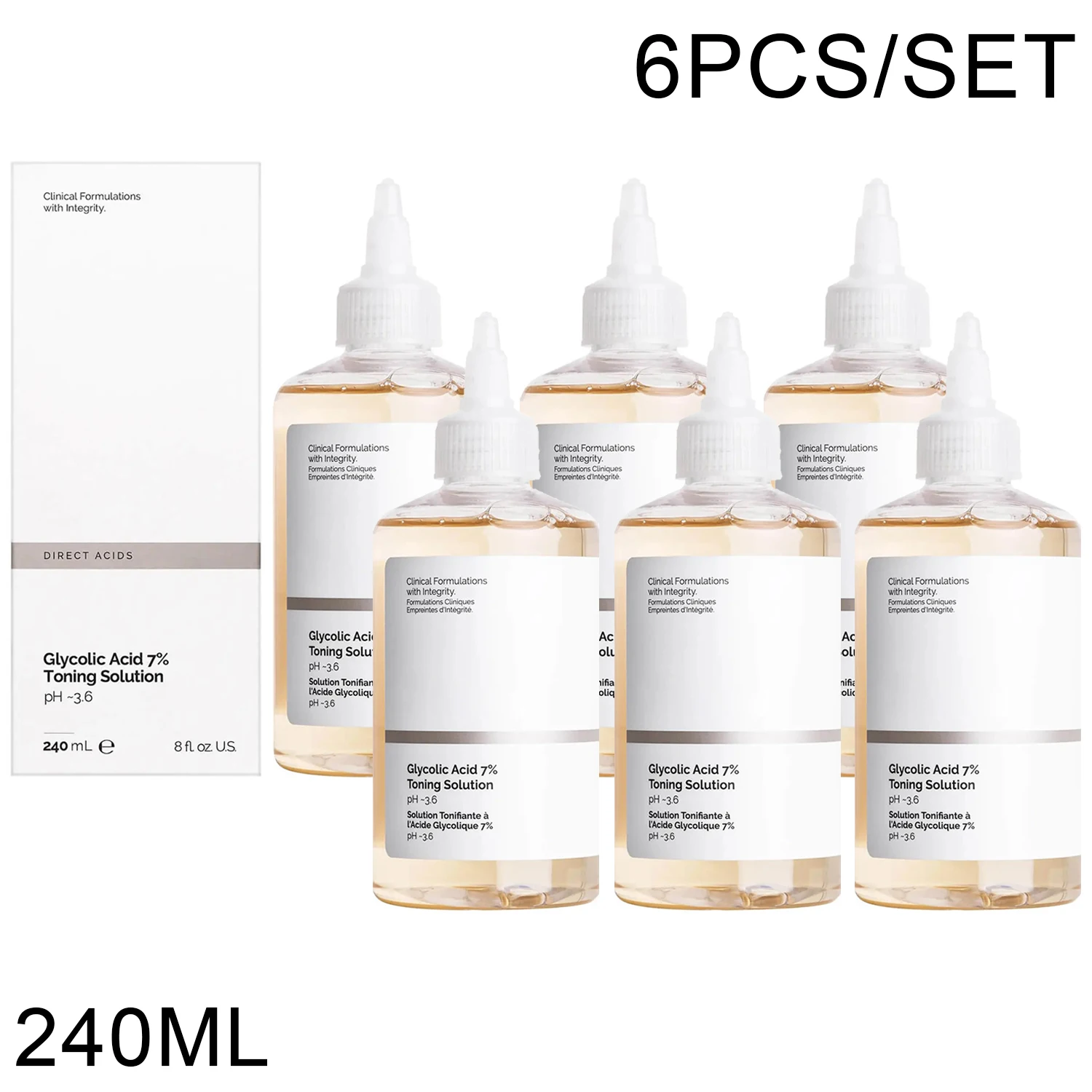 

6 шт., гликолевая кислота, 7% тонизирующий раствор, нежное Отшелушивание, улучшение освещенности кожи, продукты оригинального ухода за кожей