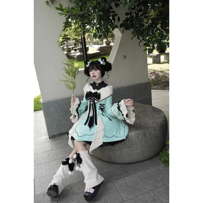 Рождественское новогоднее пальто доспехи одежда Mahua зеленое китайское платье