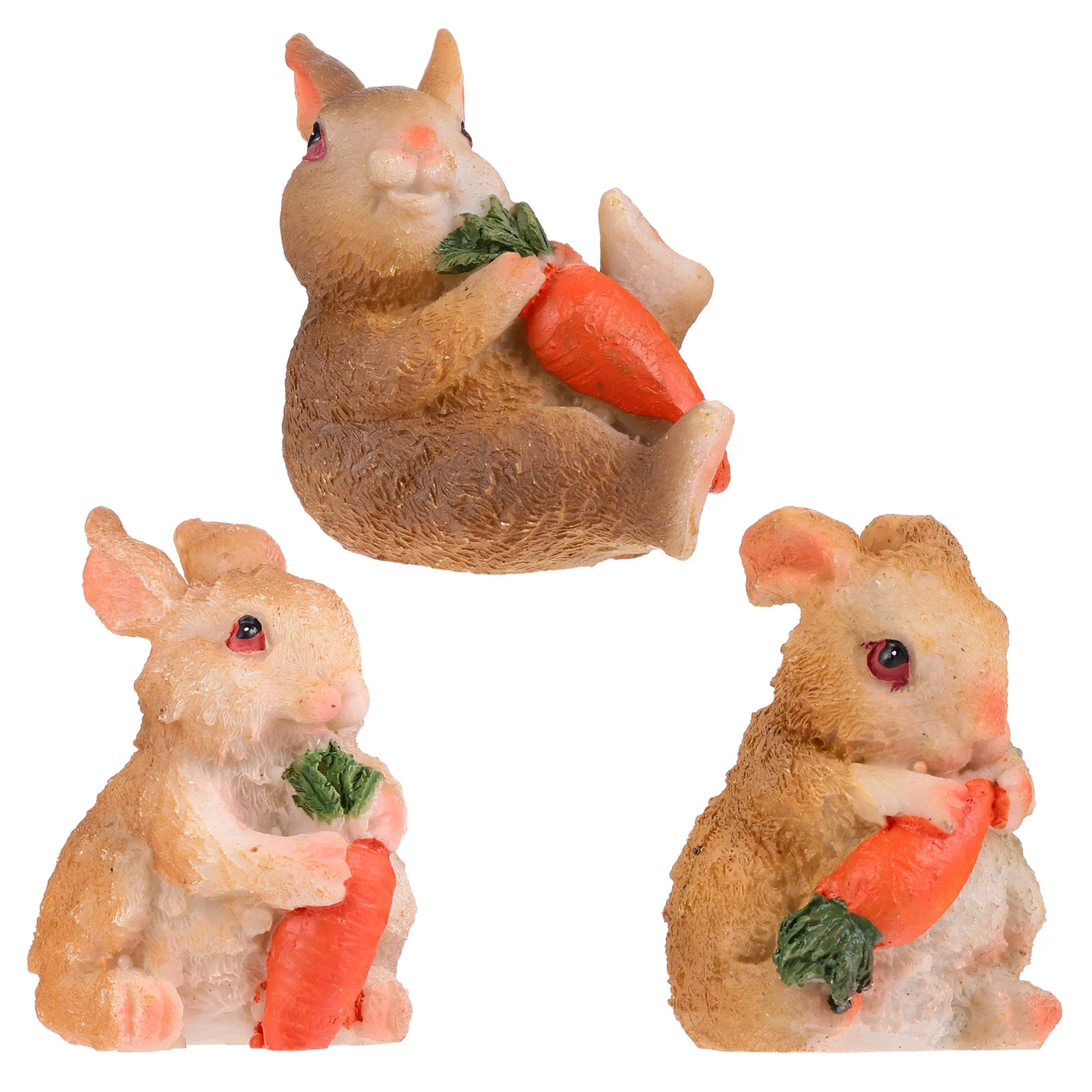 

3pcs Bonsai Decorations Miniature Garden Ornament Rabbit Miniature Figurines Miniature Landscape Accessory