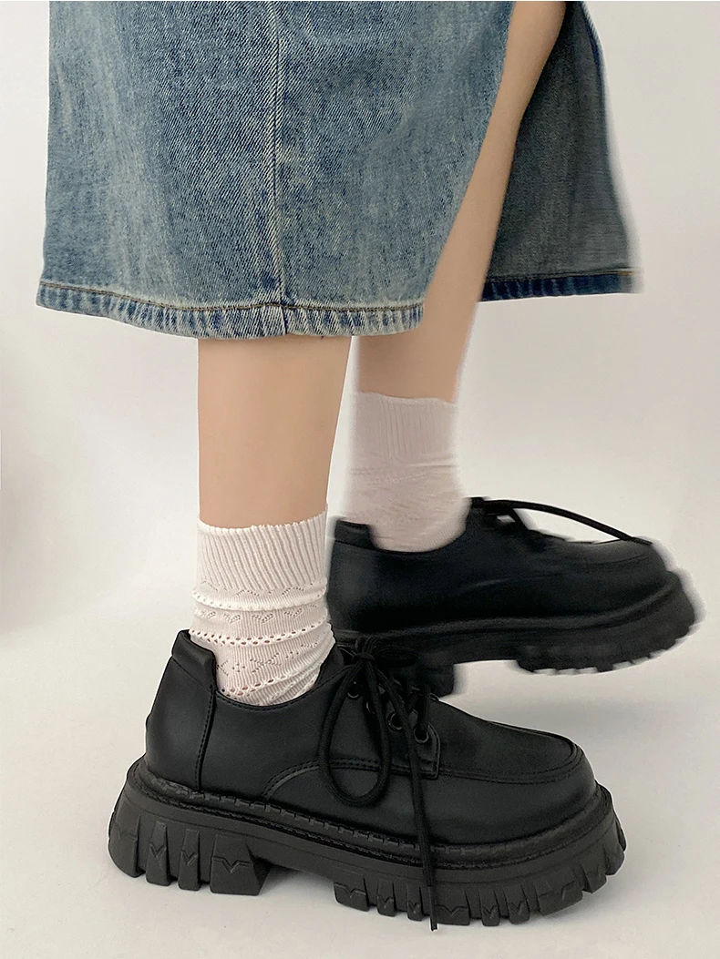 

Женские кроссовки на толстой подошве, кожаные туфли на платформе и толстом каблуке, в стиле «лолита», ретро, для студенток, весна-осень 2023