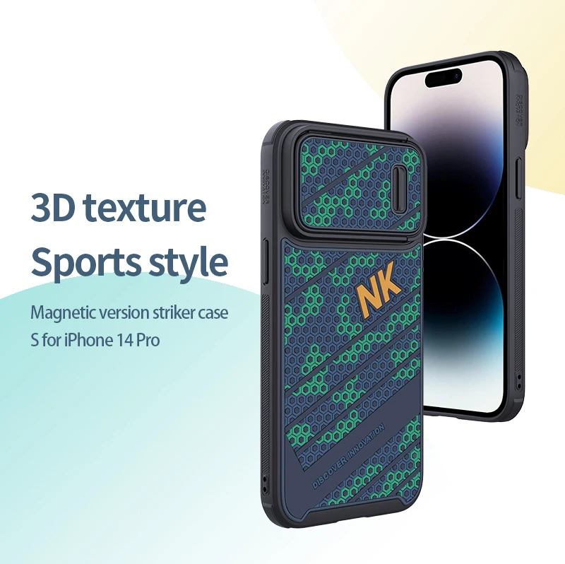 

For iPhone 13 Pro Max Case For iPhone 14 Pro Max NILLKIN 3D Texture Sport Style Striker Case For iPhone 14 Pro Slide Camera Case