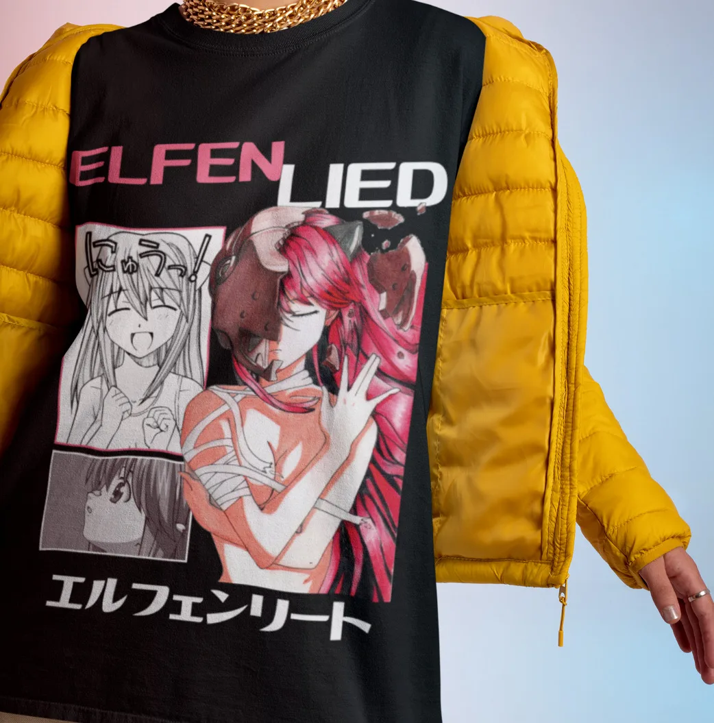 Elfen Lied рубашка дневной страх аниме унисекс футболка Kaede Nyu