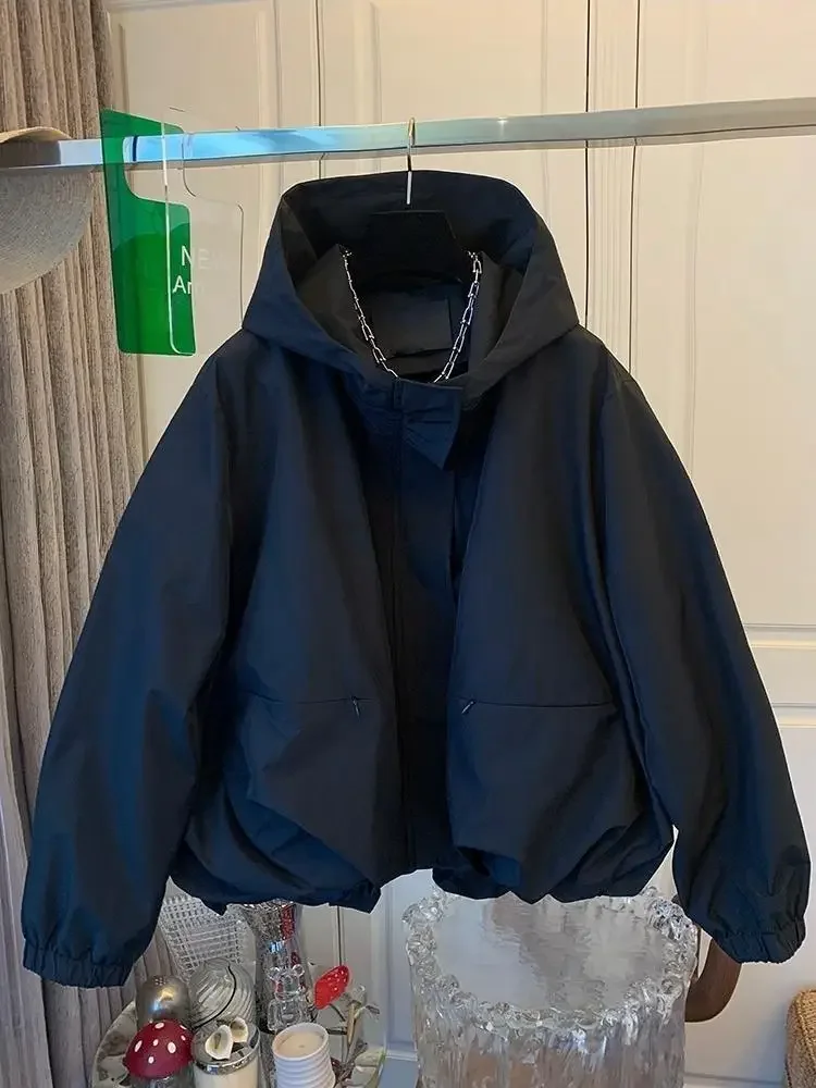 Короткие модные повседневные свободные пальто с капюшоном в английском стиле