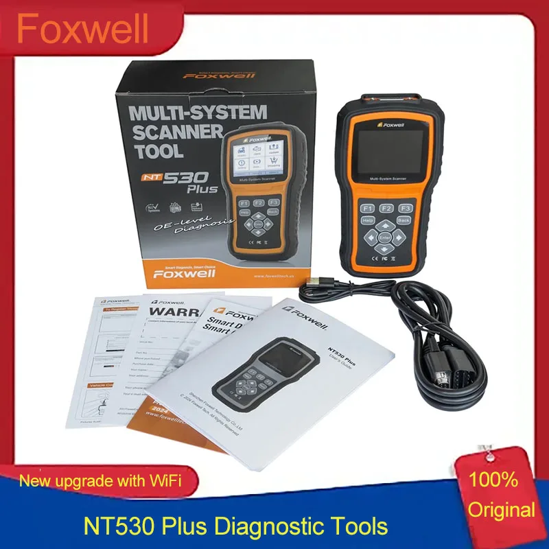 

FOXWELL NT530 Plus с Wi-Fi профессиональным автомобильным сканером OBD2 с функцией сброса 35+ подушками безопасности, ABS, масло, EPB, диагностические инструменты сброса