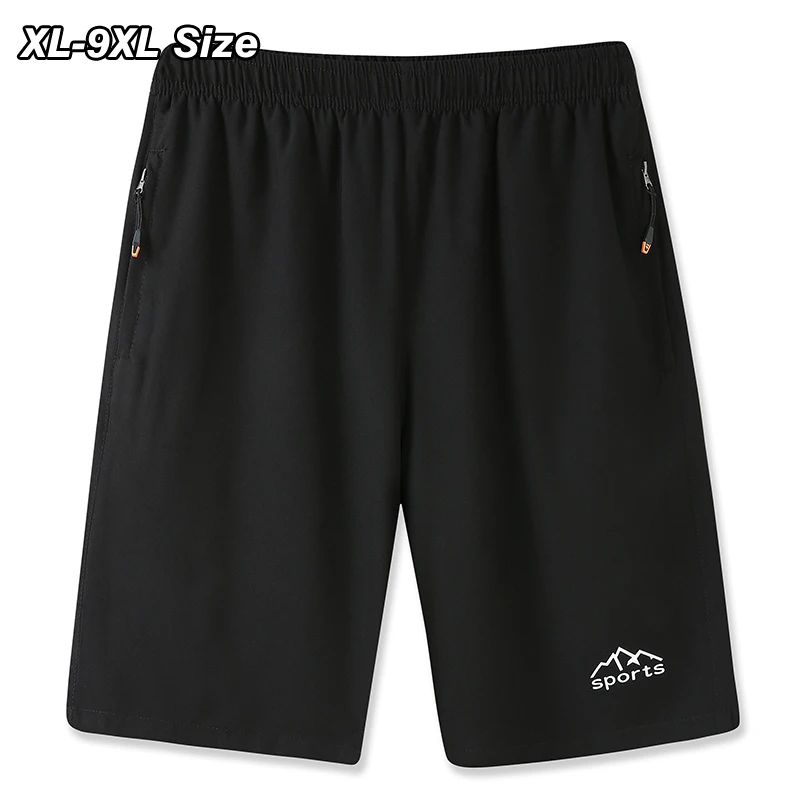 

2022 Summer Men's Casual Gym Shorts Plus Size Sports Running Basketball Shorts Zip Pocket Knee-length Beach Shorts 7XL 8XL 9XL