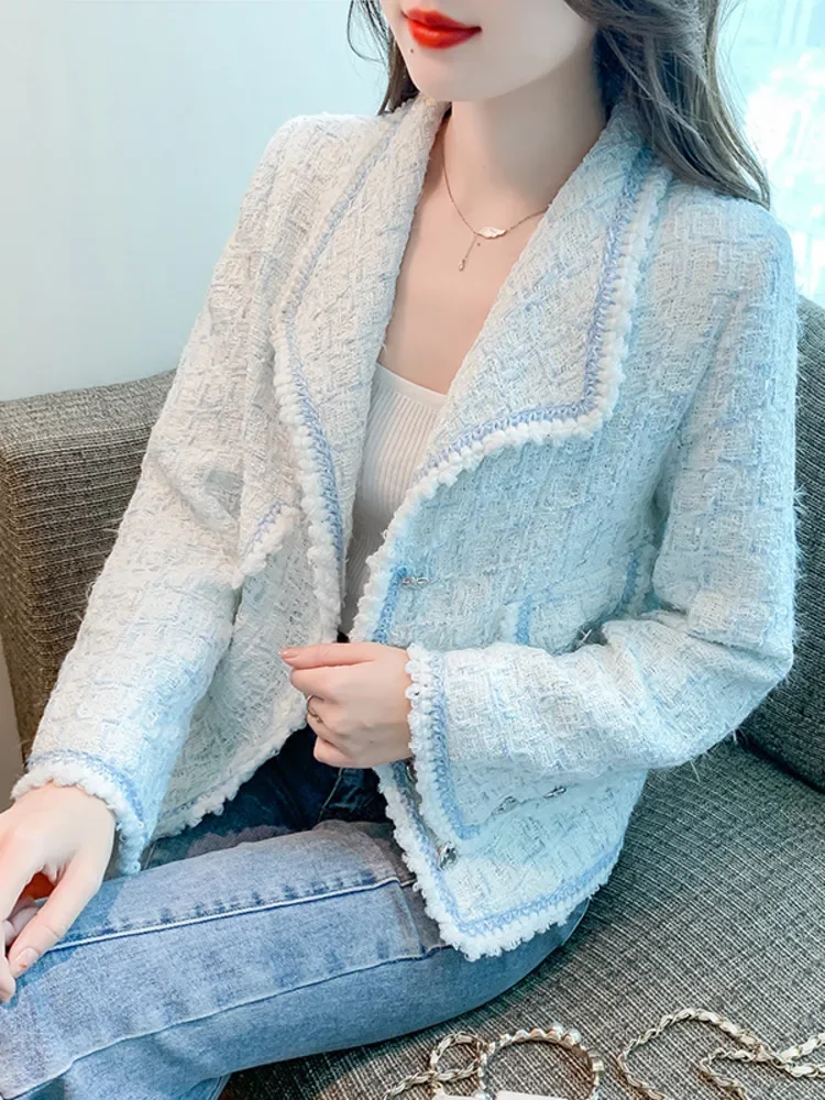 Женский твидовый пиджак роскошный брендовый винтажный шерстяной во французском