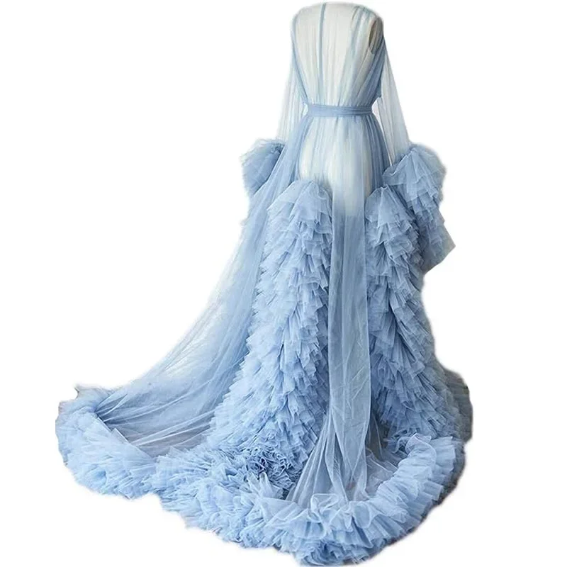 Тюлевый халат длинное нижнее белье Свадебный пышная ночная рубашка для