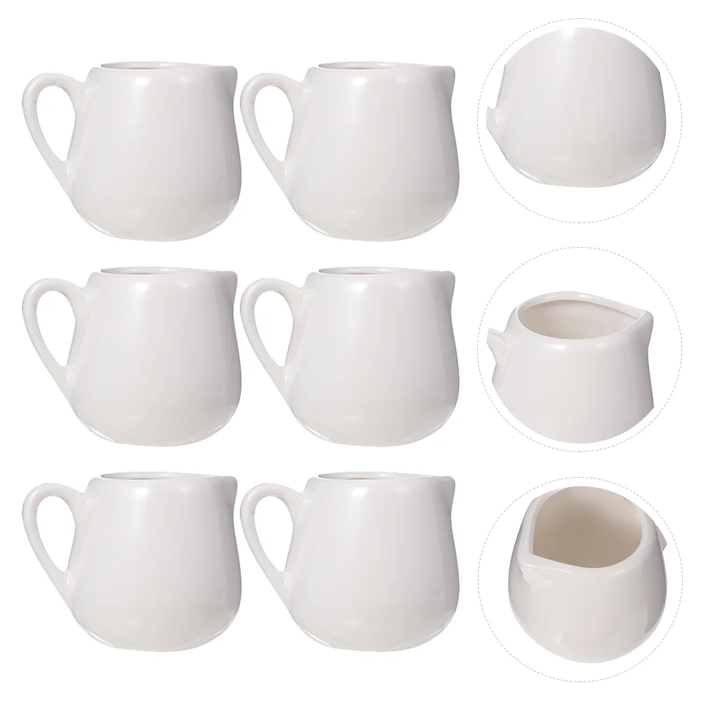 

6 Pcs Soy Creamer Mini Ceramic Creamer Glass Containers Coffee Pour Pitcher Clear Container Bell Creamer Honey Pot Sauce Spoon