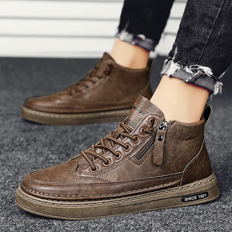 

Кроссовки мужские Khaki Herren, с высоким верхом, на резинке, теплые, универсальные, цвета хаки