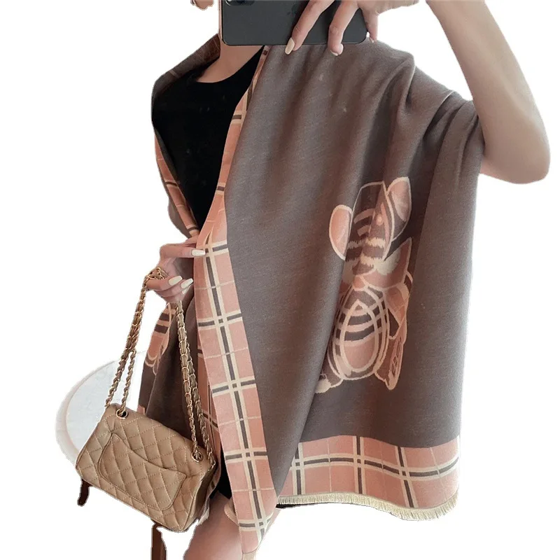 

Женский модный роскошный длинный шарф в виде медведя, зимние толстые теплые вязаные большие шарфы в виде животных, одеяло