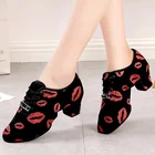 Женские кроссовки для латиноамериканских танцев, Современная обувь для бальных танцев, танго, красные губы, сальса, 5 см