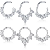1pc surgical steel segment nose ring zircon septum clicker nose hoop ear cartilage helix daith earring body piercing jewelry