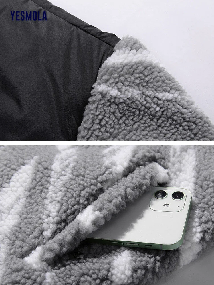 Men Lamb Wool Coat Men's Plus Velvet Thick Winter Padded Jacket Casual New Korean Loose Warm Cotton Outerwear 2022