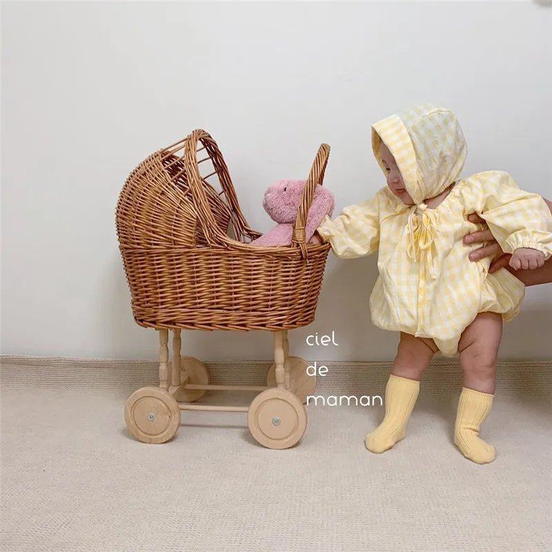 Newborn Baby Cart Photography Props Retro Toy Photography Studio Baby Doll Carriage Children's Room Decoration Baby Doll Cart