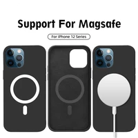 luxury original square magnetic phone case for iphone 12 pro max mini formagsafe support wireless charging silicone cover
