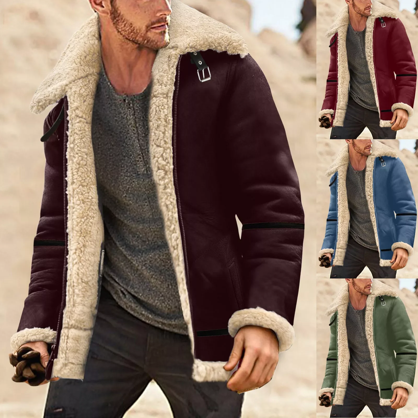 

Men Autumn And Winter Coat Lapel Collar Long Sleeve Padded Leather Jacket Vintage Mens Snowboard Jacket Thirty Two