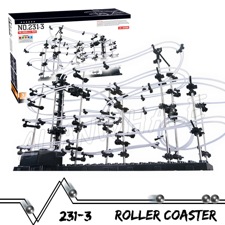 

1600cm Rail Level 3 Marble Run Race Roller Coaster Night Luminous Model Building Kit STEM Learning Sets Rolling ball Sculpture