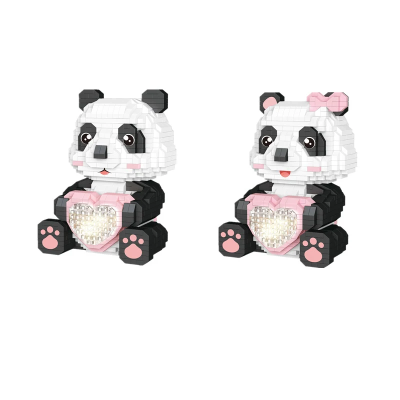 

Idea Lovely Cartoon Animal Nanobricks Micro Diamond Block Panda Model Educational Toys For Kids Gifts Building Bricks With Light